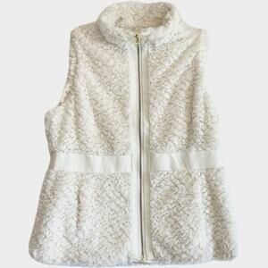 MARC NEW YORK Andrew Marc Faux Fur Zip Front Vest Women's Size L Creamy White